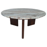 Jenna 35 - Inch Round Marble Top Coffee Table in Brown - Coffee Tables available at Alpine Outlets in Denver