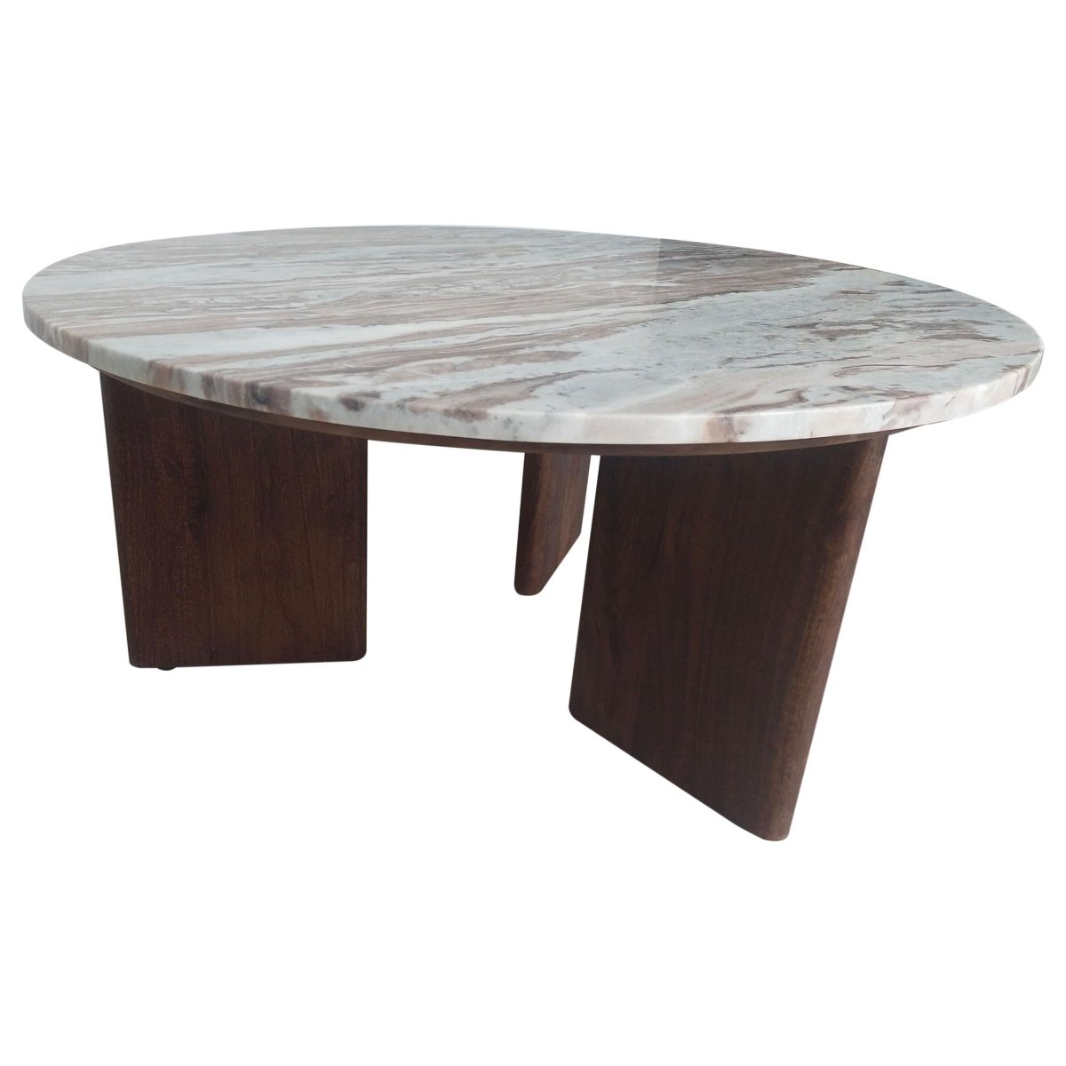 Jenna 35 - Inch Round Marble Top Coffee Table in Brown - Coffee Tables available at Alpine Outlets in Denver
