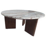 Jenna 35 - Inch Round Marble Top Coffee Table in Brown - Coffee Tables available at Alpine Outlets in Denver