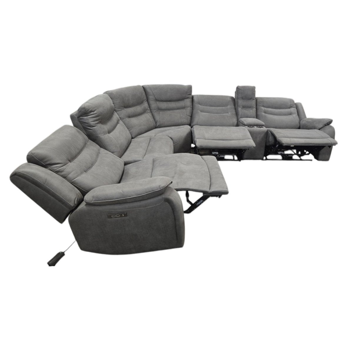 Kelsee Fabric Power Reclining Sectional with Power Headrests - Like New - (ID L92814) - available at Alpine Outlets in Denver