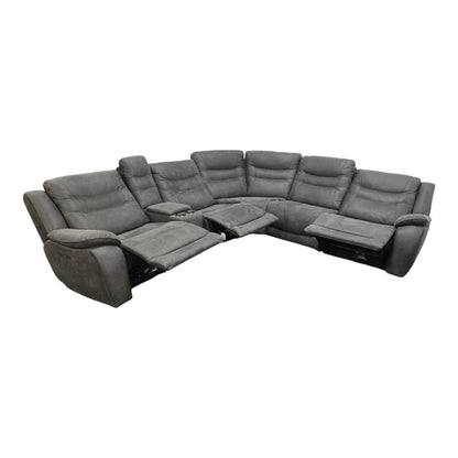 Kelsee Fabric Power Reclining Sectional with Power Headrests - Used Good - (ID G3475) - available at Alpine Outlets in Denver