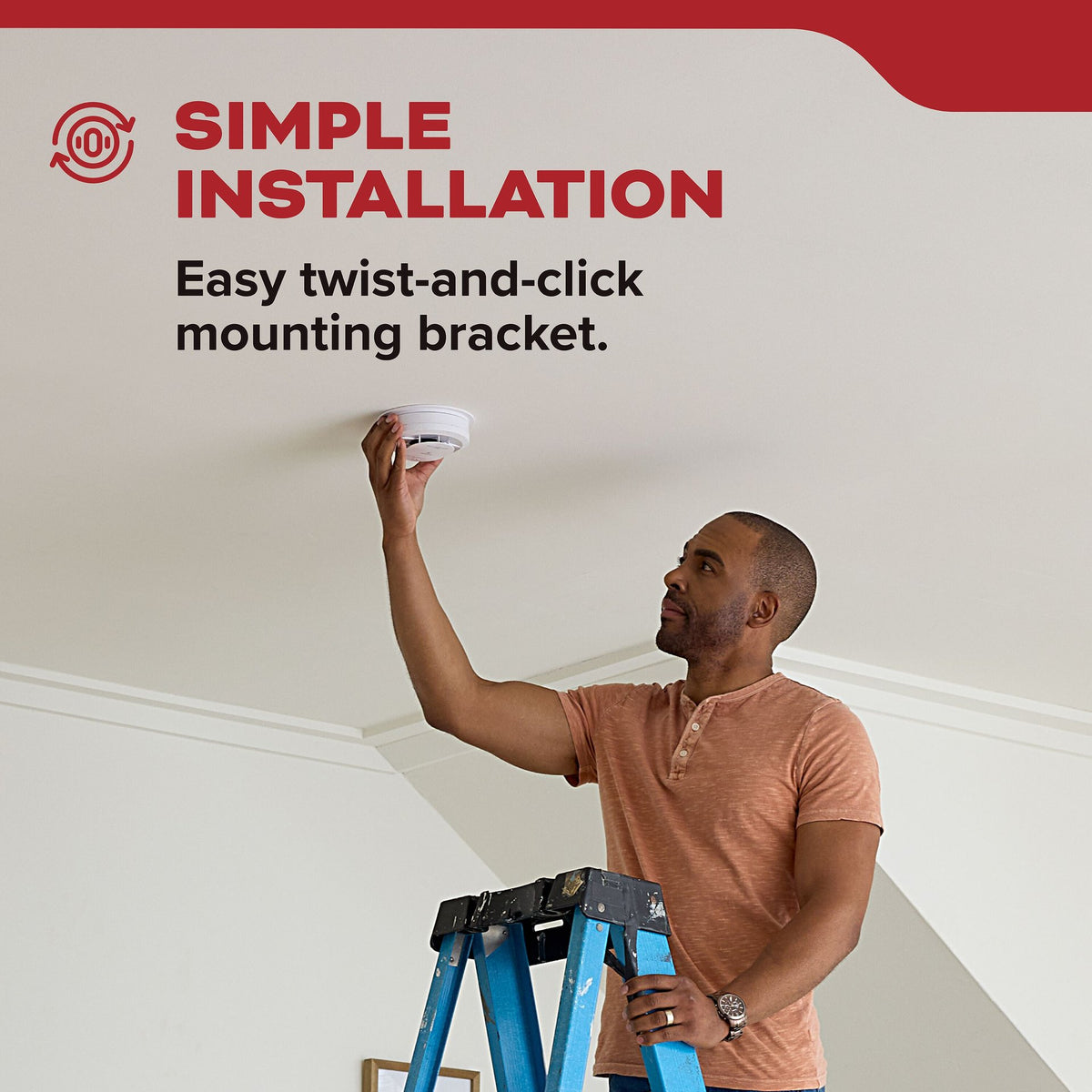 Kidde smoke alarm twist-and-click ceiling mounting installation