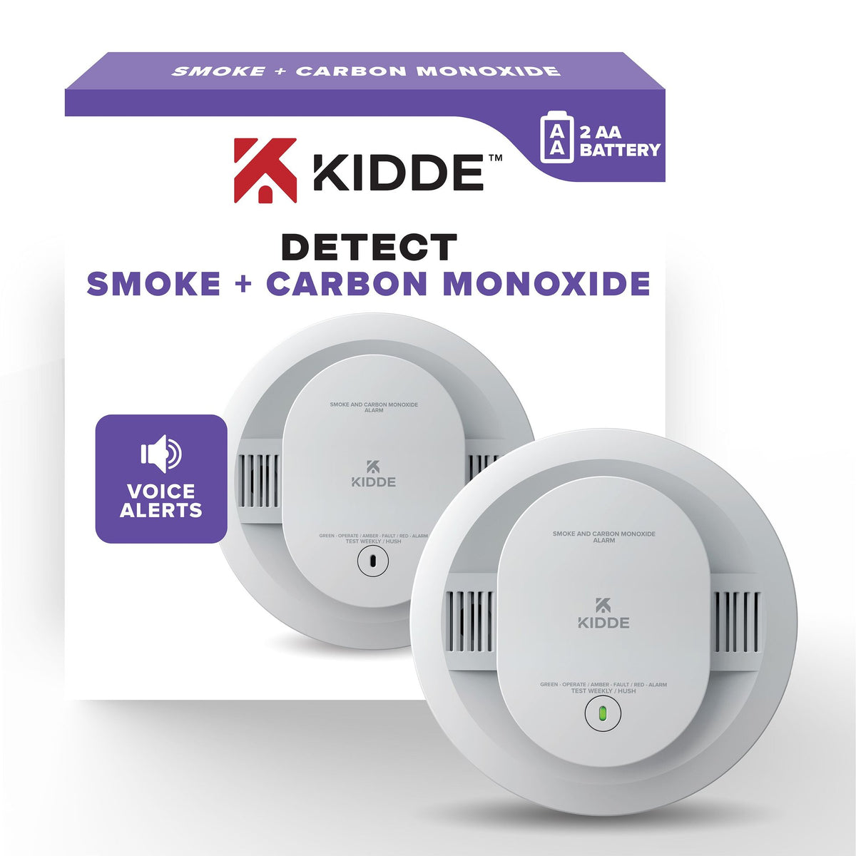 Kidde 30CUDR-V retail packaging and alarm
