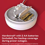 Kidde 900-CUAR-V alarm AA backup battery compartment and hardwired connection