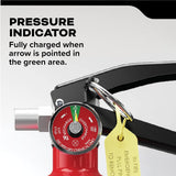 Pro 110 pressure indicator and metal handle close-up