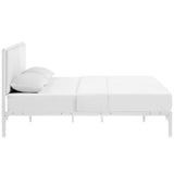 King Upholstered Vinyl and Steel Platform Bed in White - Platform Bed available at Alpine Outlets in Denver