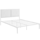 King Upholstered Vinyl and Steel Platform Bed in White - Platform Bed available at Alpine Outlets in Denver