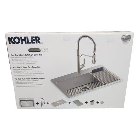 Kohler Pro - Function Kitchen Sink Kit - Stainless/Black Faucet (ID N209876) - Kitchen Fixtures available at Alpine Outlets in Denver