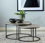 Lainey Round Faux Marble Nesting Coffee Table Set Grey - 🟢 Coffee Tables available at Alpine Outlets in Denver
