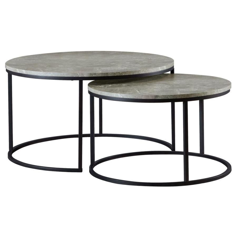 Lainey Round Faux Marble Nesting Coffee Table Set Grey - 🟢 Coffee Tables available at Alpine Outlets in Denver