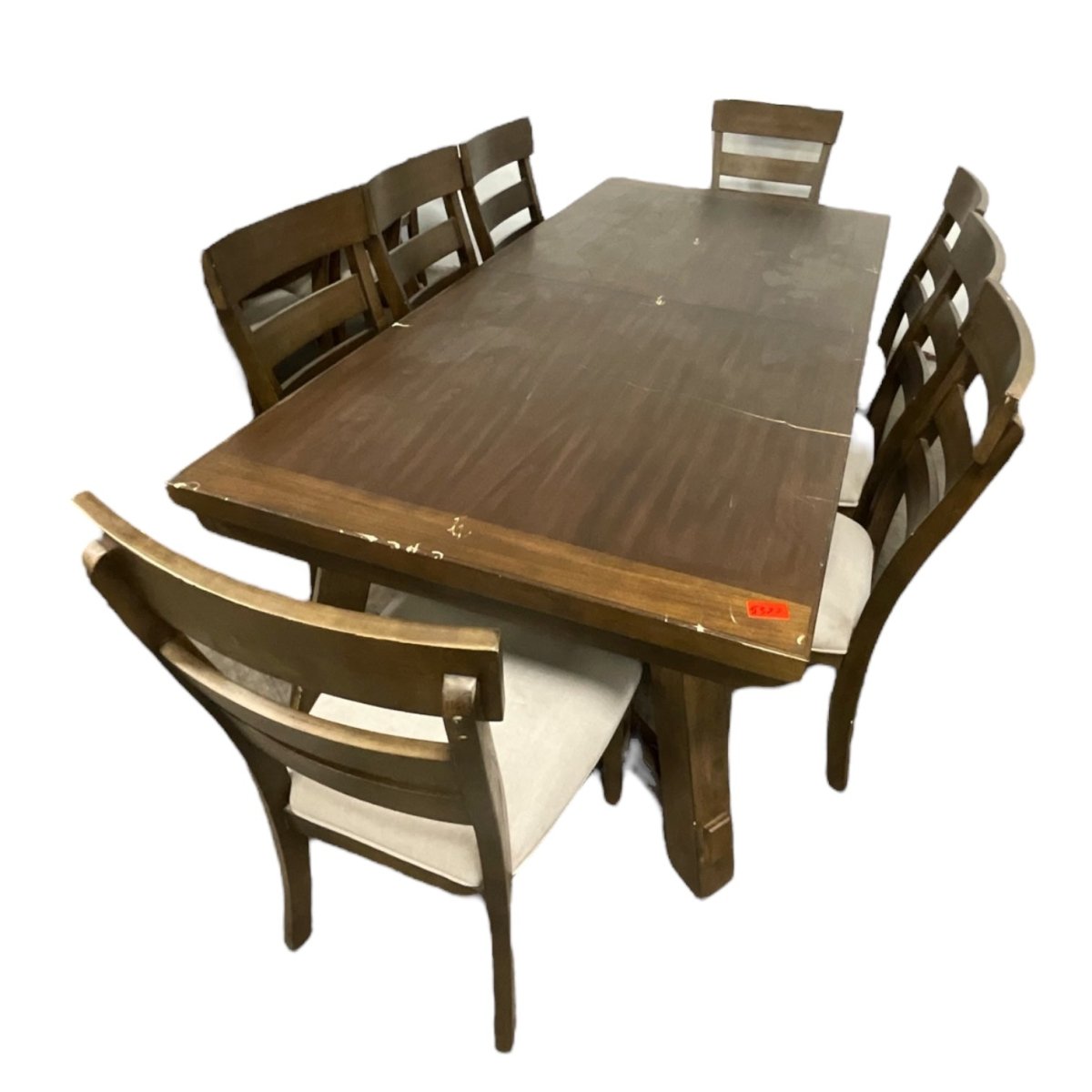 Large Brown Dinning Table with 8 Chairs - Alpine Outlets