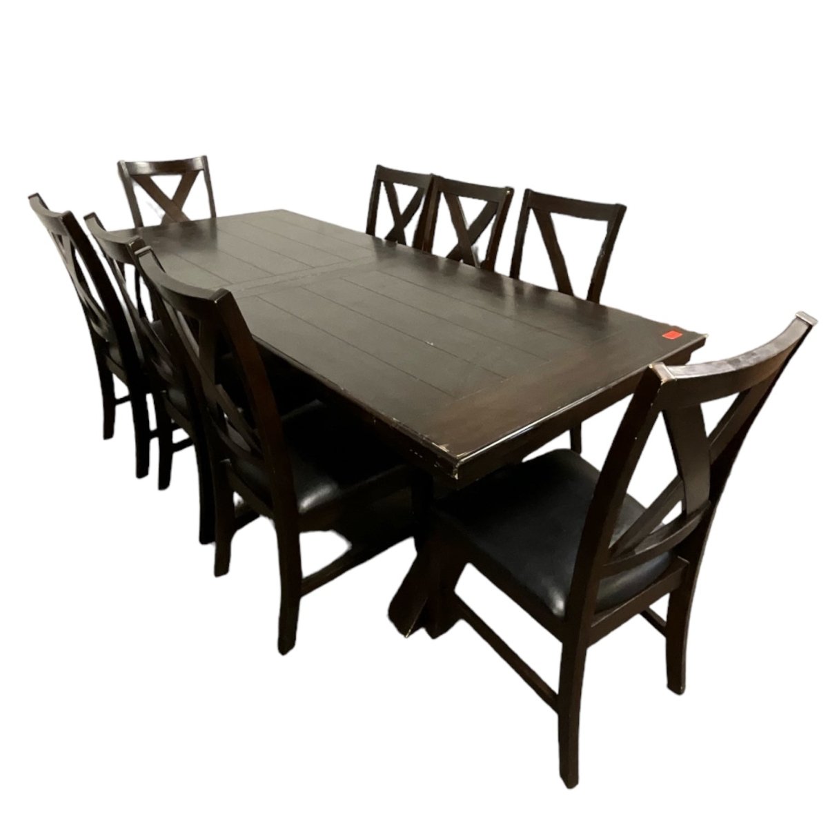 Large Dark Brown Wood Dinning Table with 8 Chairs - Alpine Outlets