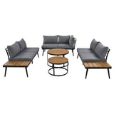 Large Outdoor L - Shaped Sectional with Cushions and Nesting Coffee Tables – Grey - Outdoor Furniture Sets available at Alpine Outlets in Denver