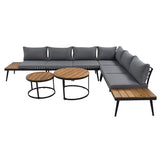 Large Outdoor L - Shaped Sectional with Cushions and Nesting Coffee Tables – Grey - Outdoor Furniture Sets available at Alpine Outlets in Denver