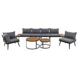 Large Outdoor L - Shaped Sectional with Cushions and Nesting Coffee Tables – Grey - Outdoor Furniture Sets available at Alpine Outlets in Denver