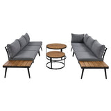 Large Outdoor L - Shaped Sectional with Cushions and Nesting Coffee Tables – Grey - Outdoor Furniture Sets available at Alpine Outlets in Denver
