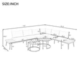Large Outdoor L - Shaped Sectional with Cushions and Nesting Coffee Tables – Grey - Outdoor Furniture Sets available at Alpine Outlets in Denver