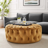 Large Round Tufted Velvet Ottoman – Upholstered 40 Inch - Ottomans available at Alpine Outlets in Denver