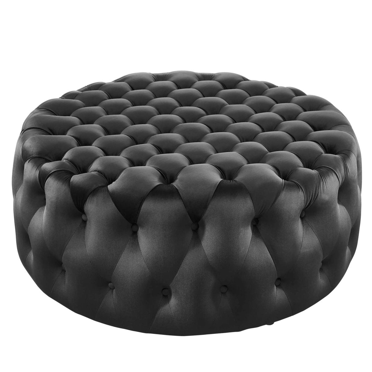 Large Round Tufted Velvet Ottoman – Upholstered 40 Inch - Ottomans available at Alpine Outlets in Denver