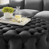 Large Round Tufted Velvet Ottoman – Upholstered 40 Inch - Ottomans available at Alpine Outlets in Denver