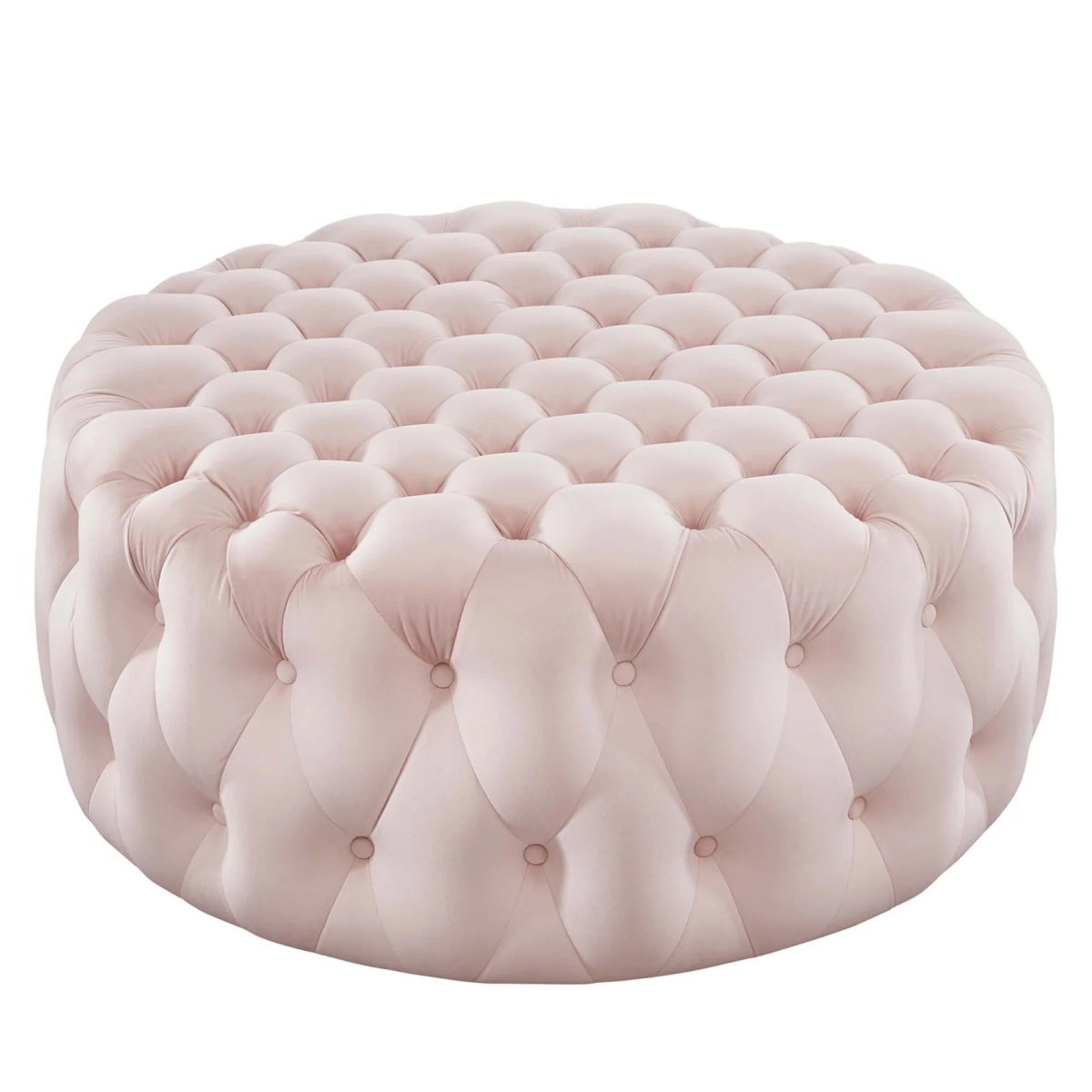 Large Round Tufted Velvet Ottoman – Upholstered 40 Inch - Ottomans available at Alpine Outlets in Denver