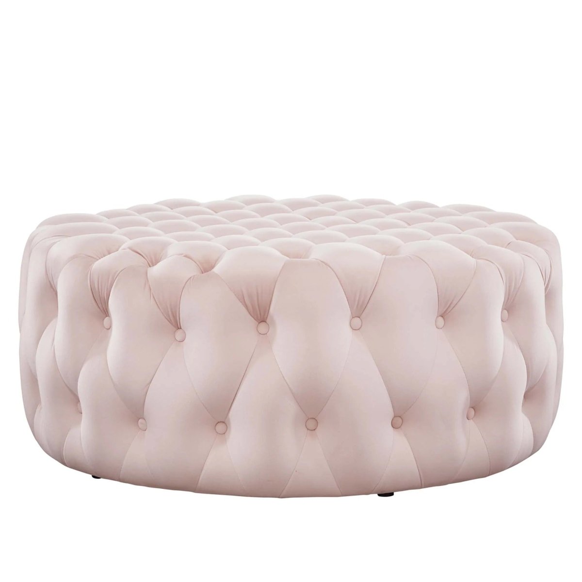 Large Round Tufted Velvet Ottoman – Upholstered 40 Inch - Ottomans available at Alpine Outlets in Denver