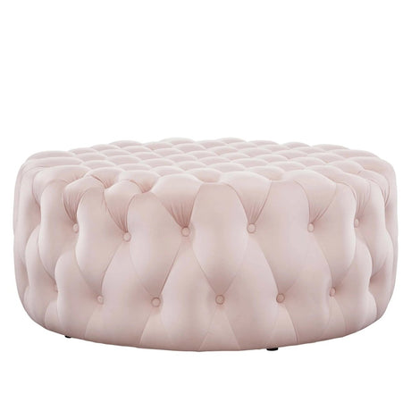 Large Round Tufted Velvet Ottoman – Upholstered 40 Inch - Ottomans available at Alpine Outlets in Denver