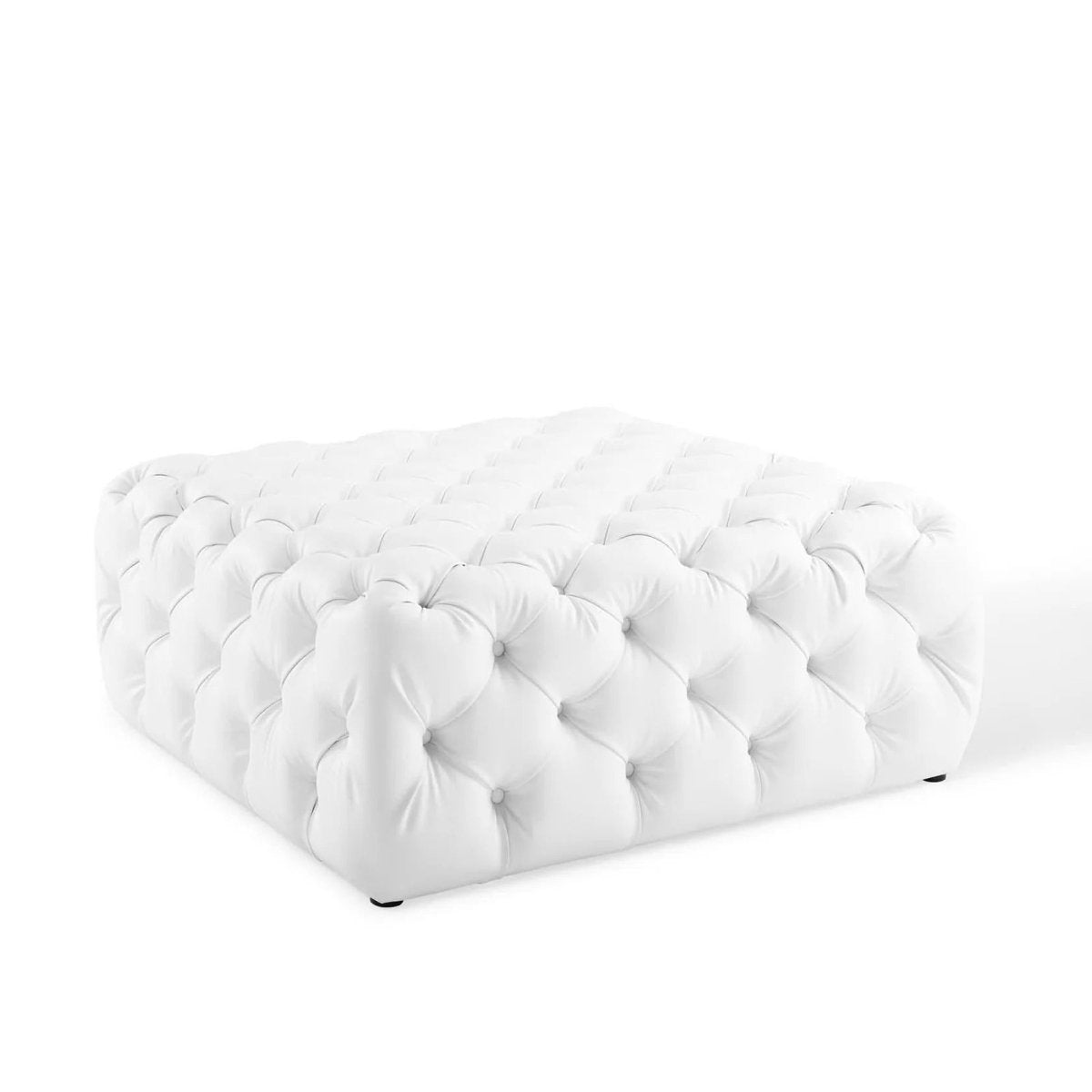 Large Square Tufted Faux Leather Ottoman – Upholstered 39 Inch - Ottomans available at Alpine Outlets in Denver