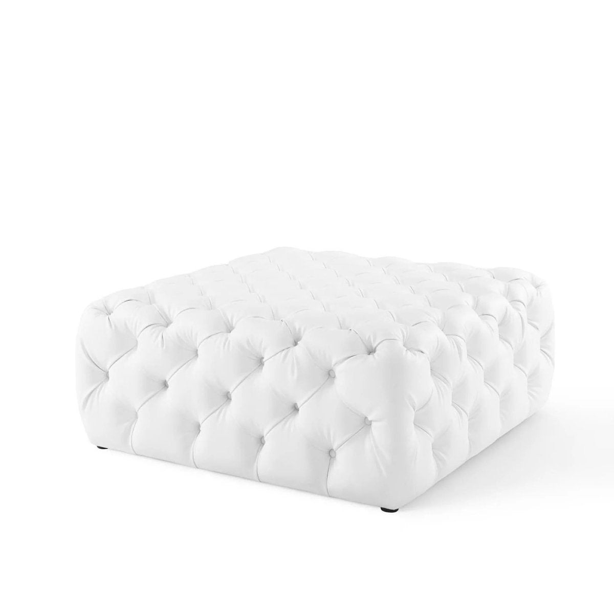 Large Square Tufted Faux Leather Ottoman – Upholstered 39 Inch - Ottomans available at Alpine Outlets in Denver