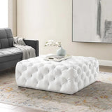 Large Square Tufted Faux Leather Ottoman – Upholstered 39 Inch - Ottomans available at Alpine Outlets in Denver