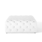 Large Square Tufted Faux Leather Ottoman – Upholstered 39 Inch - Ottomans available at Alpine Outlets in Denver