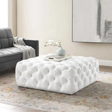 Large Square Tufted Faux Leather Ottoman – Upholstered 39 Inch - Ottomans available at Alpine Outlets in Denver
