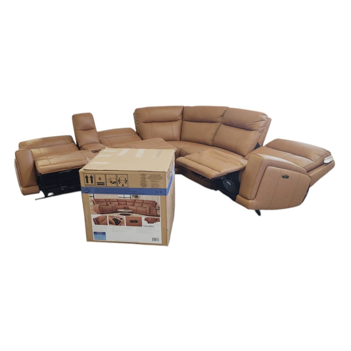 Lauretta 6 - Piece Leather Power Reclining Sectional (ID L345678) - Furniture available at Alpine Outlets in Denver