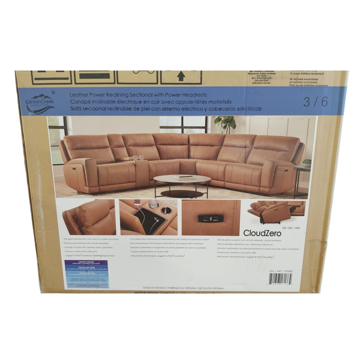 Lauretta 6 - Piece Leather Power Reclining Sectional (ID L345678) - Furniture available at Alpine Outlets in Denver