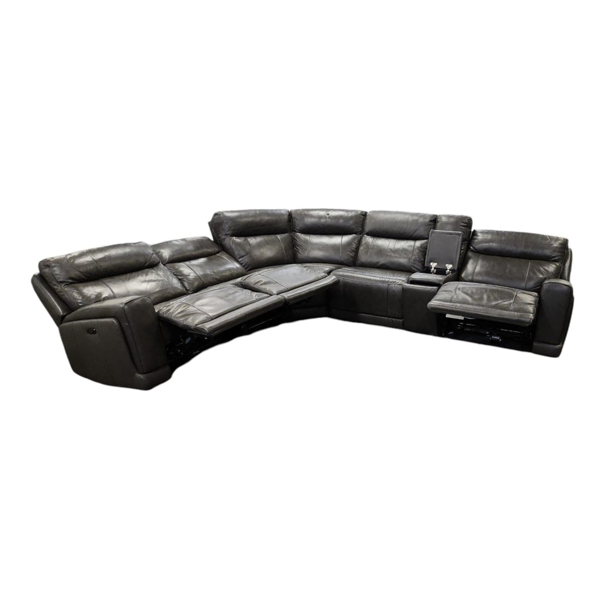 Lauretta 6 - Piece Leather Power Reclining Sectional with Power Headrests - available at Alpine Outlets in Denver