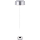 Exemplar 63 inch 40 watt Brushed Nickel and Black with White Marble Floor lamp Portable Light in Burnished Nickel