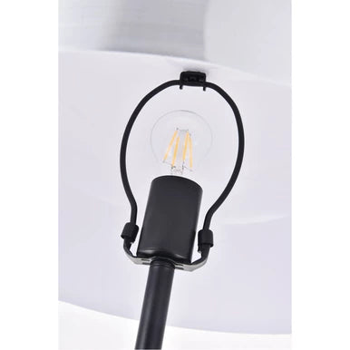 Exemplar 63 inch 40 watt Brushed Nickel and Black with White Marble Floor lamp Portable Light in Burnished Nickel