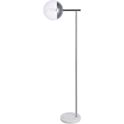 Eclipse 50.5 Inch Chrome Marble Base Floor Lamp with Glass Shade