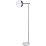 Eclipse 50.5 Inch Chrome Marble Base Floor Lamp with Glass Shade