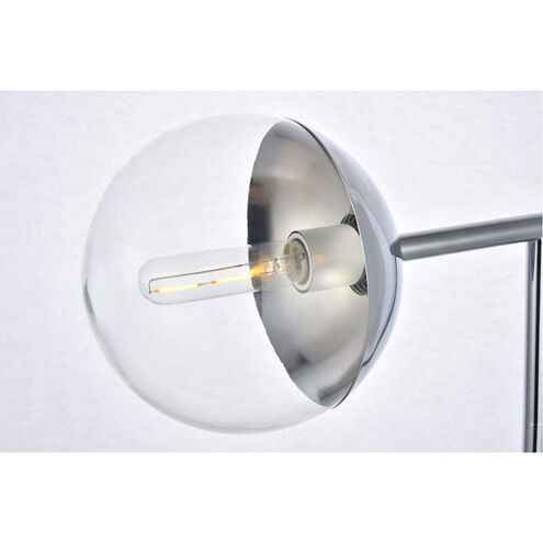 Eclipse 50.5 Inch Chrome Marble Base Floor Lamp with Glass Shade