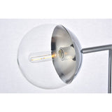 Eclipse 50.5 Inch Chrome Marble Base Floor Lamp with Glass Shade