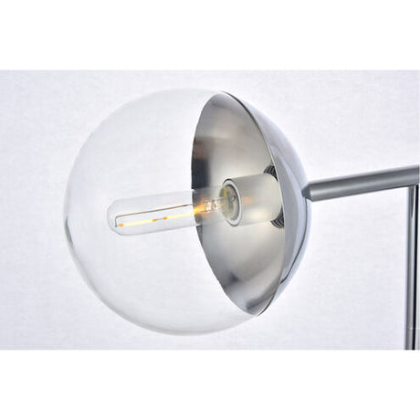 Eclipse 50.5 Inch Chrome Marble Base Floor Lamp with Glass Shade