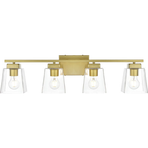 Merrick 32 Inch 4 Light Brass Bathroom Vanity Wall Sconce