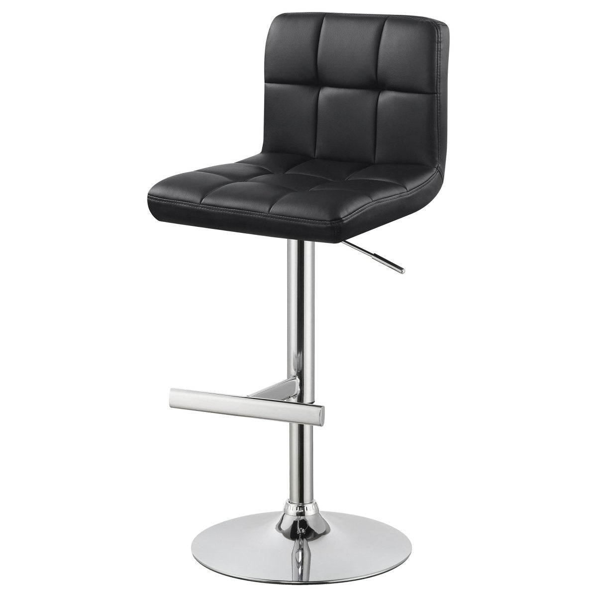 Lenny Black Faux Leather Adjustable Bar Stool, Set of 2 - Bar Stools available at Alpine Outlets in Denver