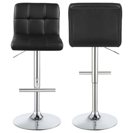Lenny Black Faux Leather Adjustable Bar Stool, Set of 2 - Bar Stools available at Alpine Outlets in Denver