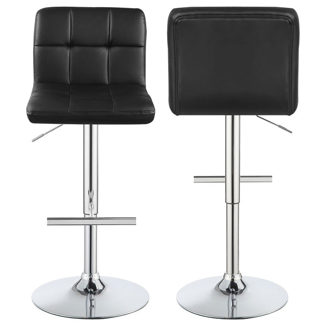 Lenny Black Faux Leather Adjustable Bar Stool, Set of 2 - Bar Stools available at Alpine Outlets in Denver