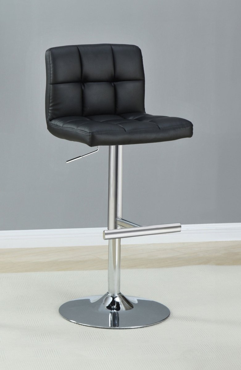 Lenny Black Faux Leather Adjustable Bar Stool, Set of 2 - Bar Stools available at Alpine Outlets in Denver