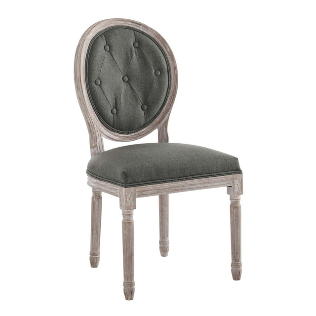 Light Gray Button Tufted Oval Back Vintage French Dining Side Chair - Dining Chairs available at Alpine Outlets in Denver