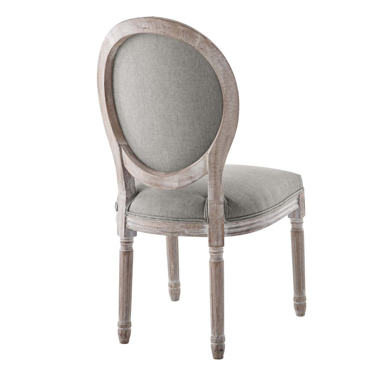 Light Gray Button Tufted Oval Back Vintage French Dining Side Chair - Dining Chairs available at Alpine Outlets in Denver