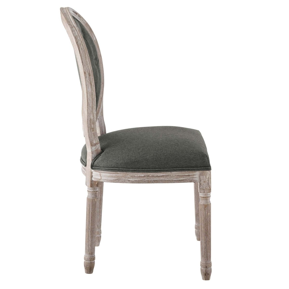 Light Gray Button Tufted Oval Back Vintage French Dining Side Chair - Dining Chairs available at Alpine Outlets in Denver